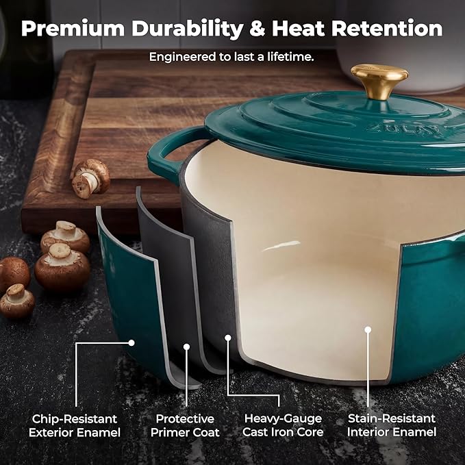 Zulay Kitchen 7.7 Quart Enameled Cast Iron Dutch Oven Pot - Image 5