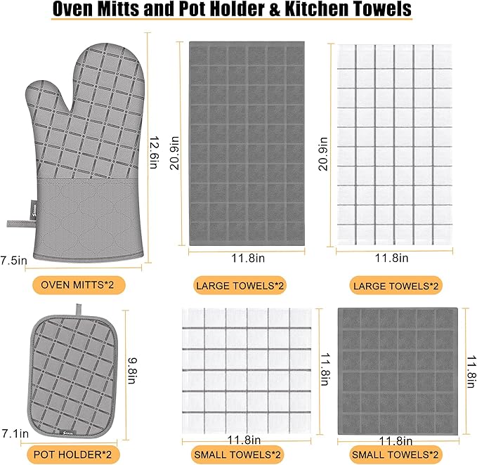 Oven Mitts Kitchen Towels and Dishcloths Pot Holders Sets, Oven Gloves Kitchen - Image 2