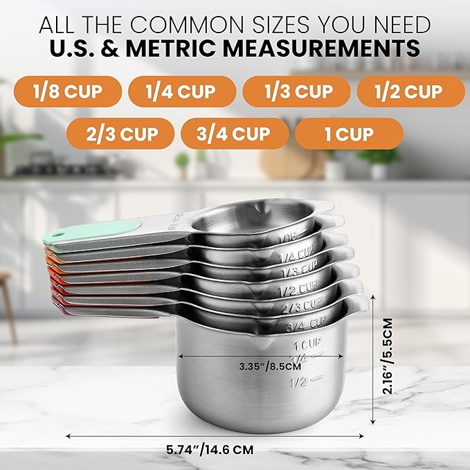 Spring Chef Magnetic Stainless Steel Measuring Cups, Kitchen Tools - Image 3