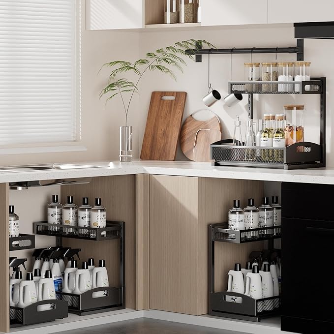 Petiza Under Sink Organizer, 2 Pack Height Adjustable Under Sink Organizers and - Image 6