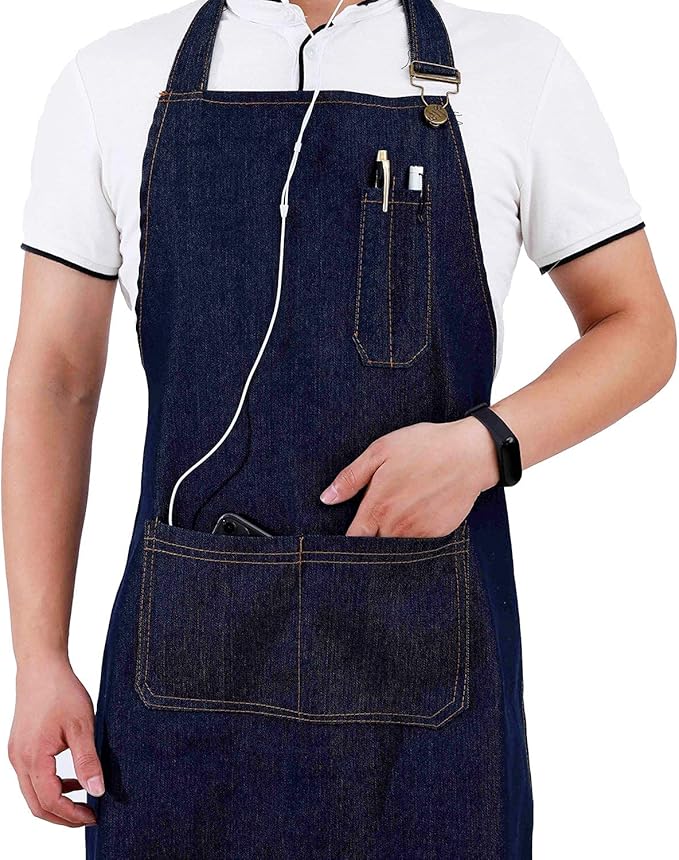 Tosewever Canvas Cross Back Chef Cotton Aprons - Image 4