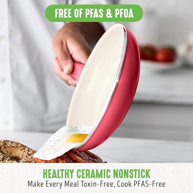GreenLife 16 Piece Nonstick Cookware Set, Soft Grip Non-Toxic PFAS-Free Ceramic - Image 2