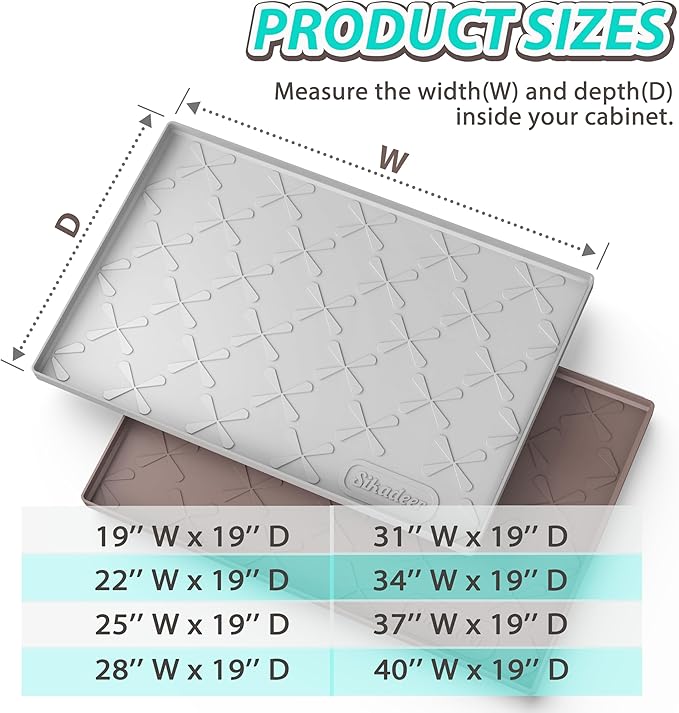 SIKADEER 25" x 19" Under Sink Mat Waterproof, Silicone Mat Kitchen Drawer Shelf - Image 8