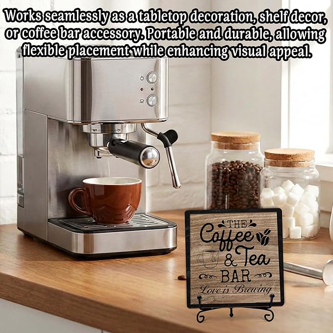 Coffee Bar Sign, Love is Brewing Farmhouse Tabletop Decor, Coffee and Tea Lover - Image 4