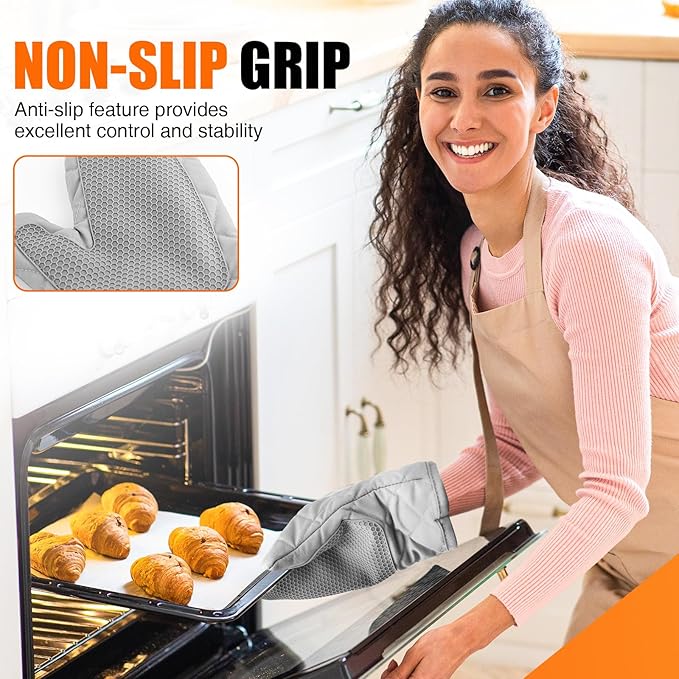 Silicone Oven Mitts, Heat Resistant 2PCS Oven Mitts - Image 5