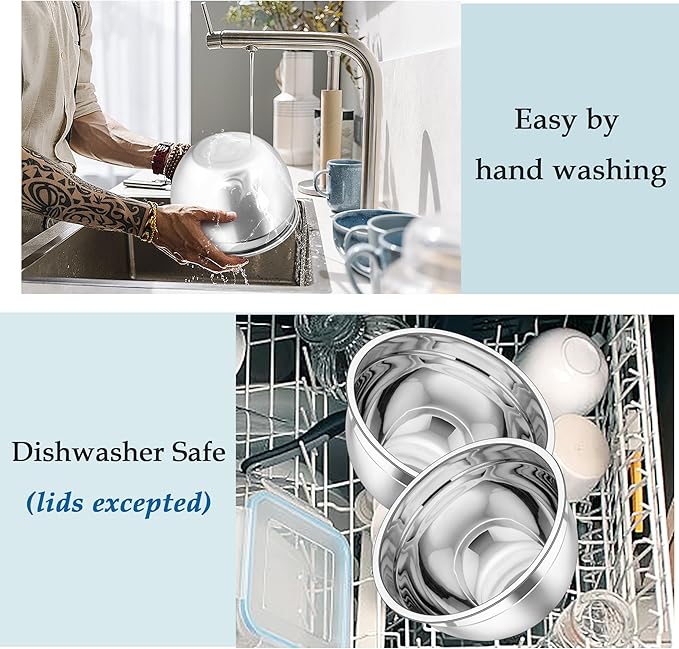 TeamFar Mixing Bowls, Stainless Steel Nesting Salad Bowls - Image 5