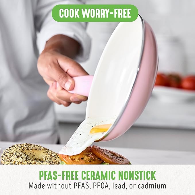 GreenLife Non Stick Fry Pan Set, Non-Toxic PFAS-Free Ceramic Skillets, - Image 2