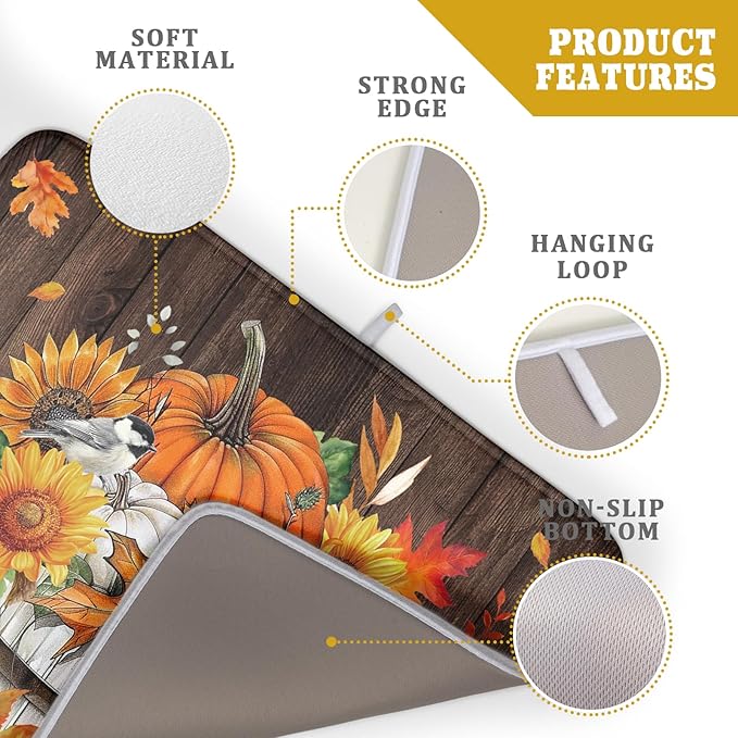 Fall Pumpkin Dish Drying Mat for Kitchen Counter Decor 18x24 Inch Halloween - Image 4