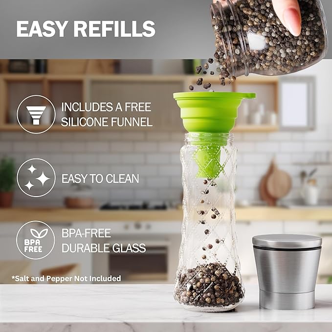 Home EC Original Stainless Steel Sea Salt and Pepper Grinder Set of 2 - Image 4