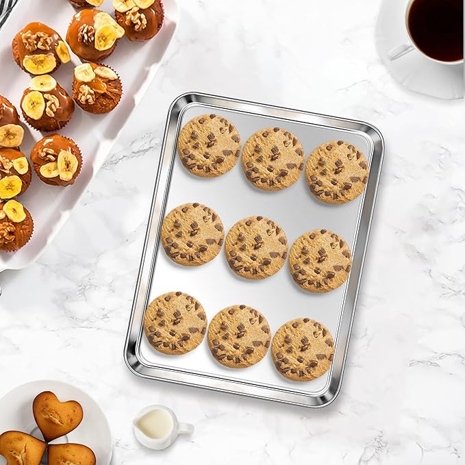 Homikit 1 Pack Baking Sheet, 9 x 7 Inches Stainless Steel Cookie Tray - Image 9