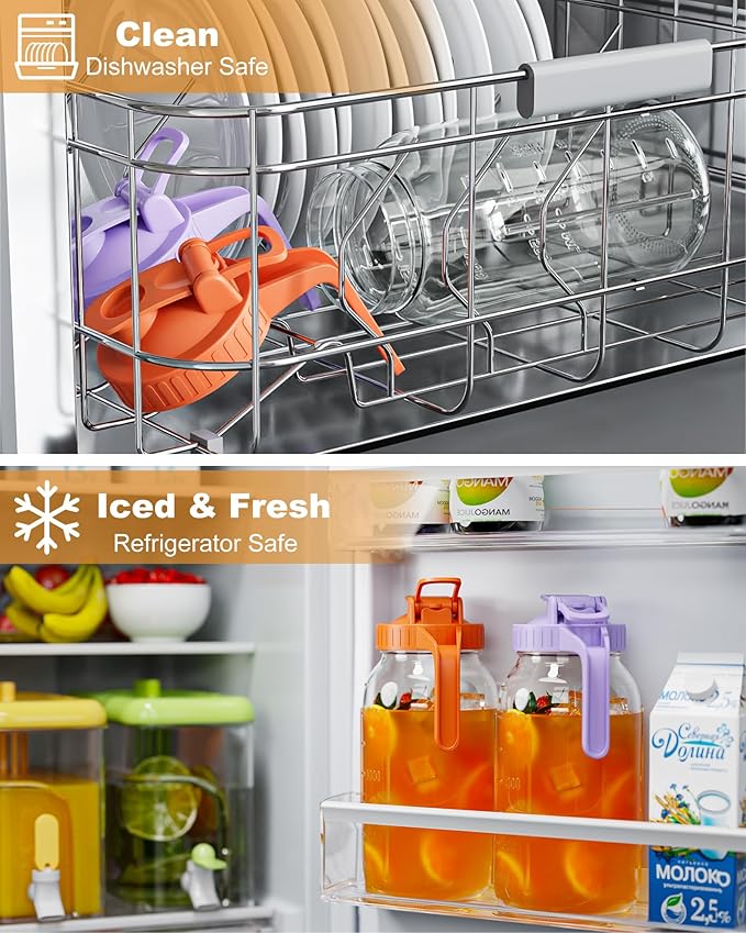 2 Pack Mason Jar Pitcher – Airtight & Leakproof Glass Pitcher - Image 5