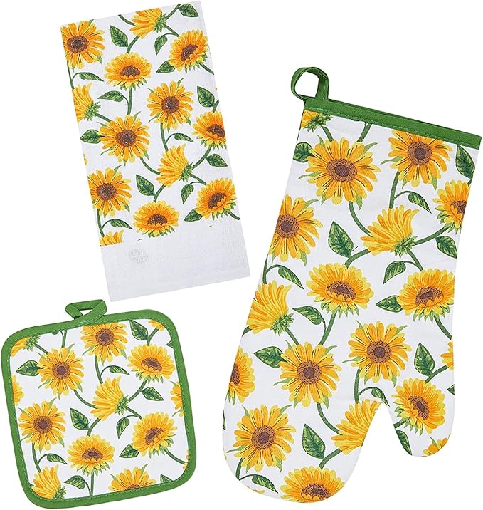 Oven Mitts and Potholders Dish Towles Set 100% Cotton by Firstall