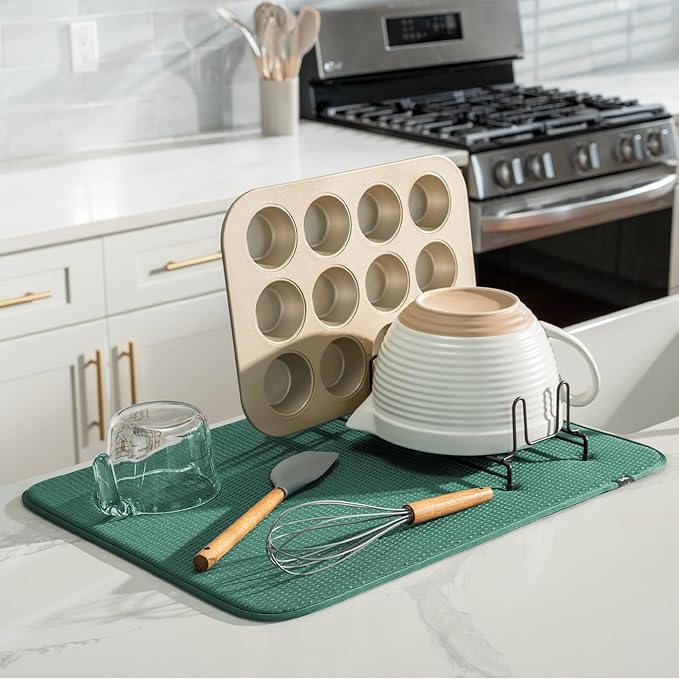 S&T INC. Dish Drying Mat XL, 18” x 24”, Absorbent Microfiber Kitchen Counter Mat - Image 2