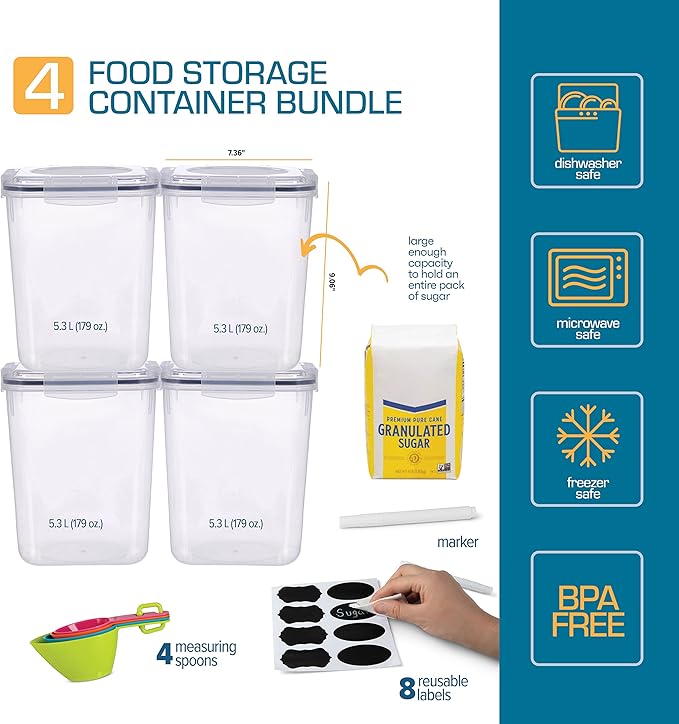 Storeganize Flour Sugar Storage Containers Great Rice Canisters Sets - Image 2