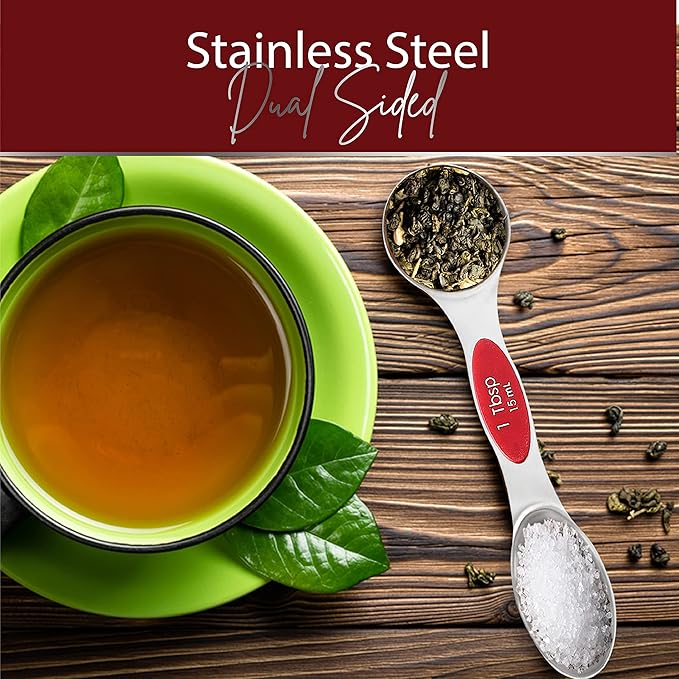 Magnetic Measuring Spoons Set of 9 Stainless Steel Dual-Sided Stackable - Image 2