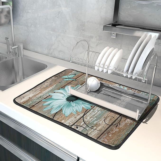 Giwawa Rustic Daisy Dish Drying Mat - Image 5