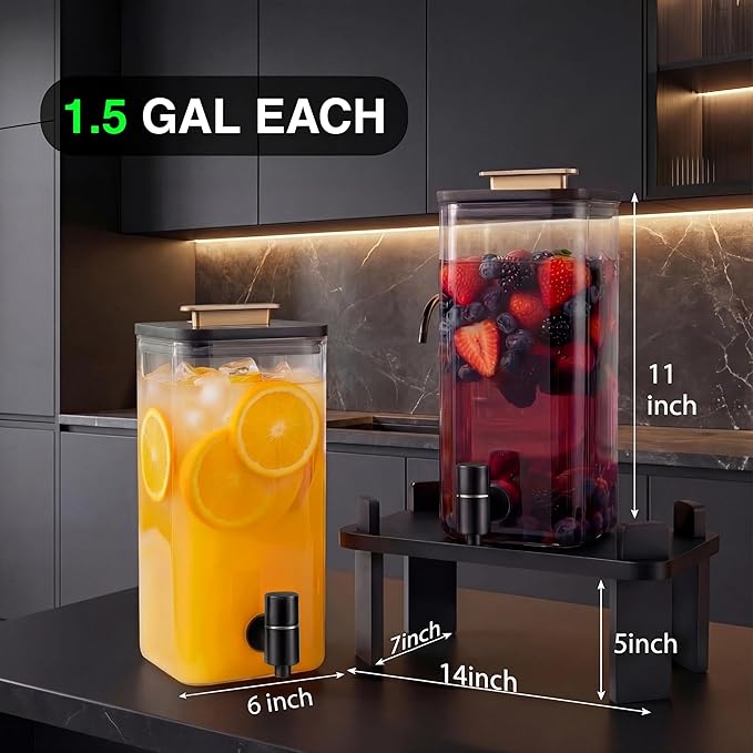 2 PCS 3 Gallon Drink dispenser, Glass Beverage Dispenser - Image 2