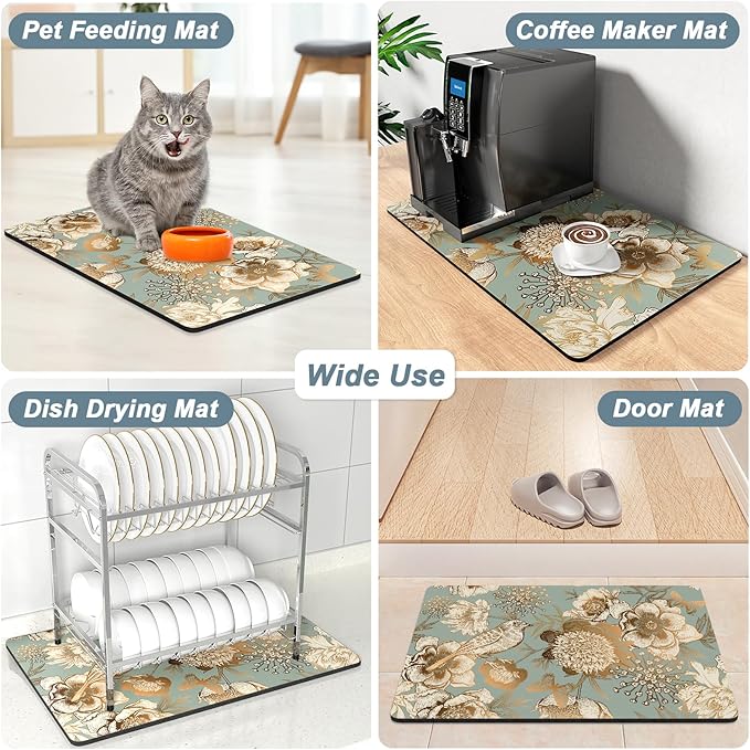 Rnivvi Coffee Mat, Hide Stain Rubber Backed Absorbent Dish Drying Pad - Image 7