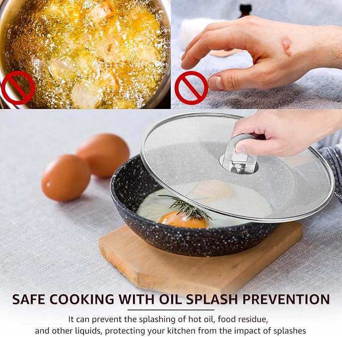 3 Pcs Splatter Guard Stainless Steel Frying Pan Splatter Screen Splash Proof - Image 5