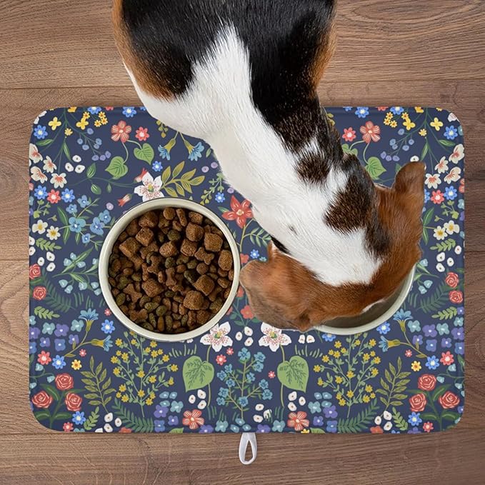 Flower Floral Dish Drying Mat 18x24 inch Microfiber Navy Blue Drying Mats - Image 9