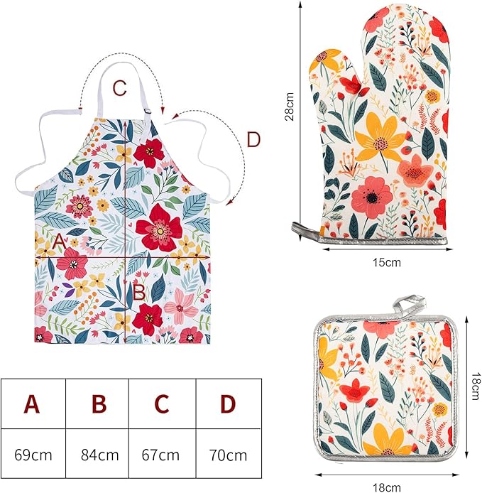 5 Pcs Kitchen Stuff Accessories, Kitchen Oven Mitts and Pot Holders Sets - Image 2