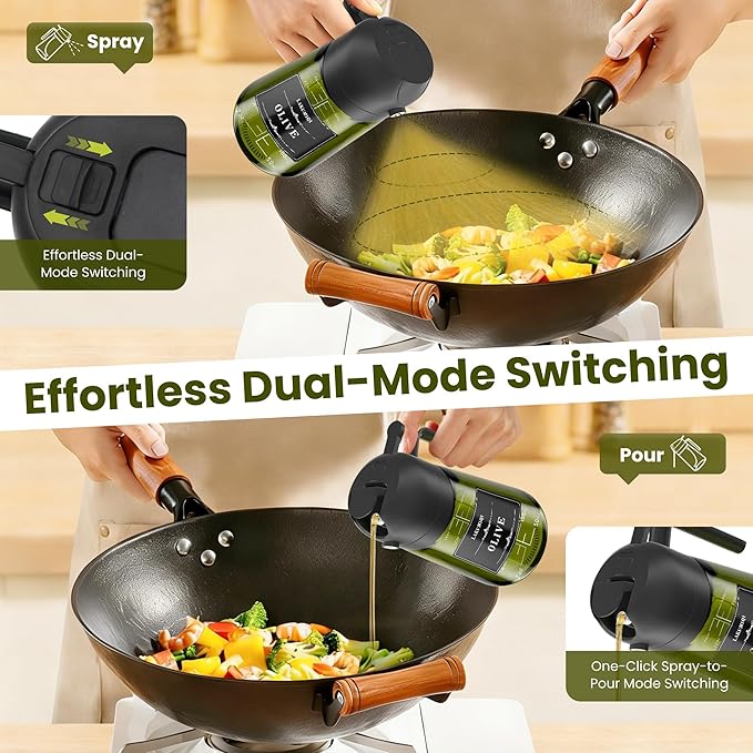 LAKUMIQI 2 in 1 Oil Sprayer for Cooking, 16oz Olive Oil Dispenser Bottle for - Image 5