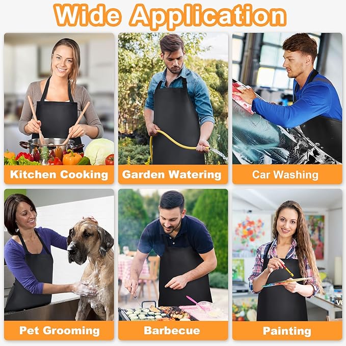 Gotega 4 Pack Waterproof Rubber PVC Apron Adjustable Dishwasher Apron-Women Men - Image 5