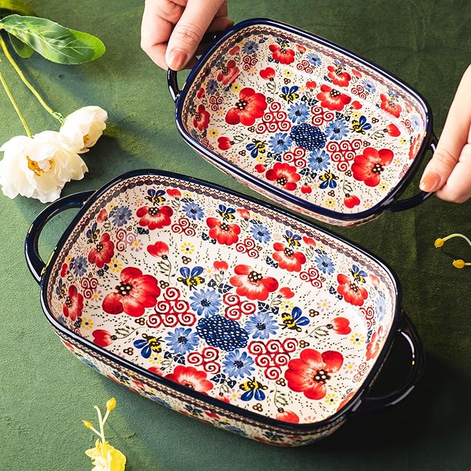 Baking Dish Ceramic Baking Pan Blue Casserole Dish Porcelain rectangular Baking - Image 6