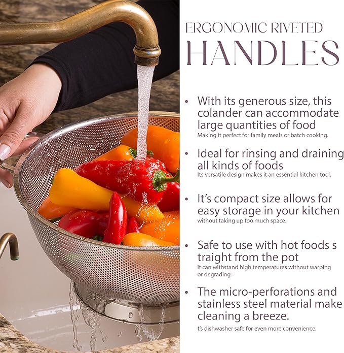 Bellemain Micro-perforated Stainless Steel Colander-Dishwasher Safe - Image 4