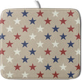 Patriotic July of 4th Blue Red White Star Dish Drying Mat by Aytipun