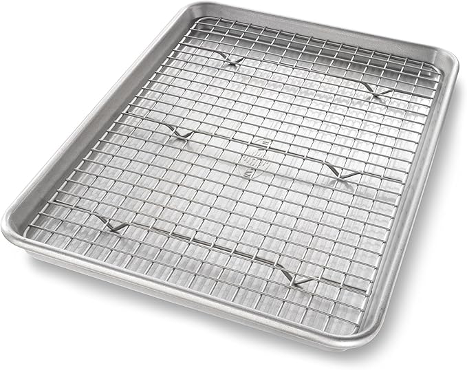 USA Pan Jelly Roll Baking Pan and Bakeable Cooling Rack, Nonstick Commercial by USAPan