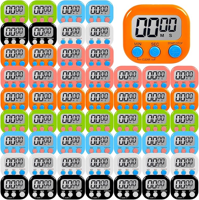 54 Pcs Kitchen Timer Bulk with Small Magnetic Backing Stand Liubeili Digital by Liubeili