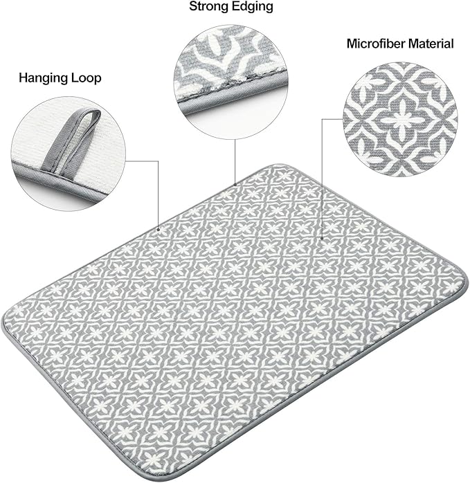SUBEKYU Dish Drying Mats for Kitchen Counter, Microfiber Absorbent Dish - Image 4