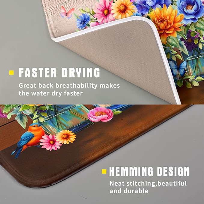 Colorful Flowers Dish Drying Mat - Image 3