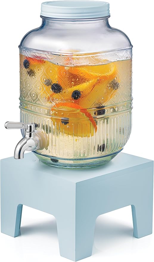 Beverage Dispenser 1 Gallon, Glass Drink Dispenser by Godinger