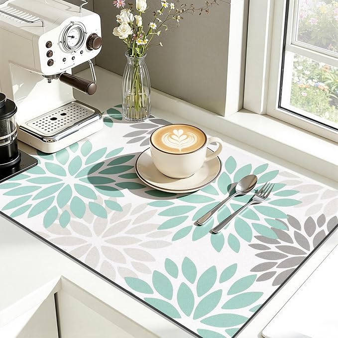 Findosom Floral Dish Drying Mat, Cuttable Drying Mat - Image 7