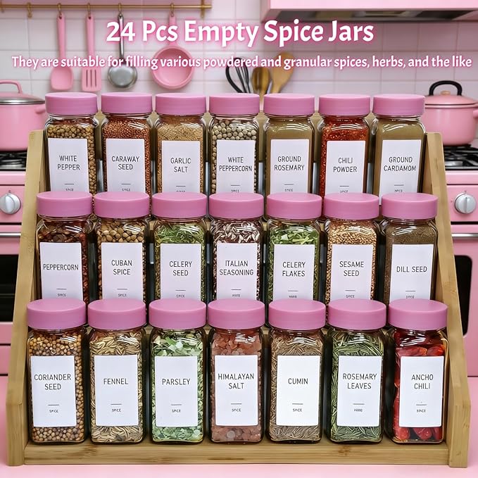 Pink Spice Jars with Labels - Image 2