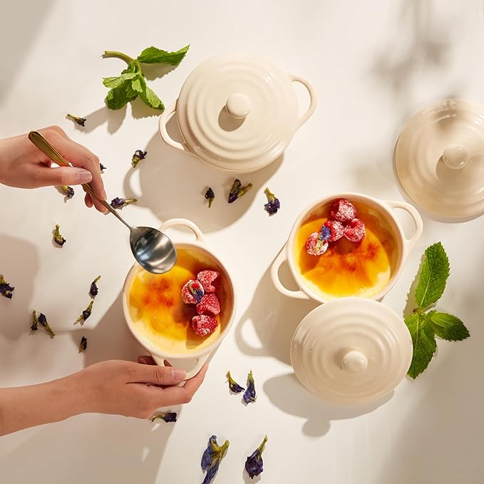 Kook Ceramic Mini Cocotte Set, Small Casserole Dishes - Image 4