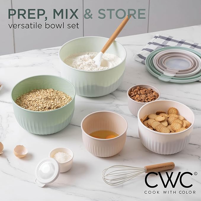 COOK WITH COLOR Prep Bowls with Lids- Wide and Deep Nesting Plastic Small - Image 2