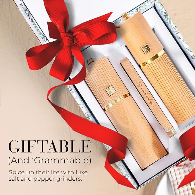 Wooden Salt and Pepper Grinder Set – Refillable Manual Salt and Pepper Mills - Image 8