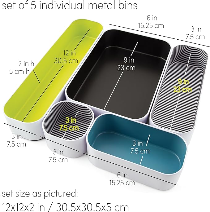 Three by Three Seattle 5 Piece Metal Organizer Tray Set - Image 2