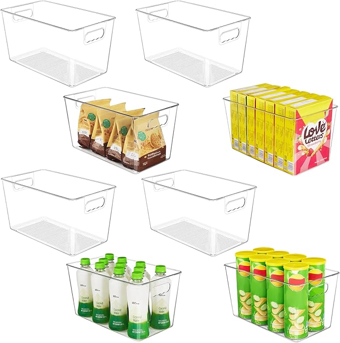 YIHONG Clear Plastic Storage Bins, 8 Pack Pantry Organizer Bins by YIHONG