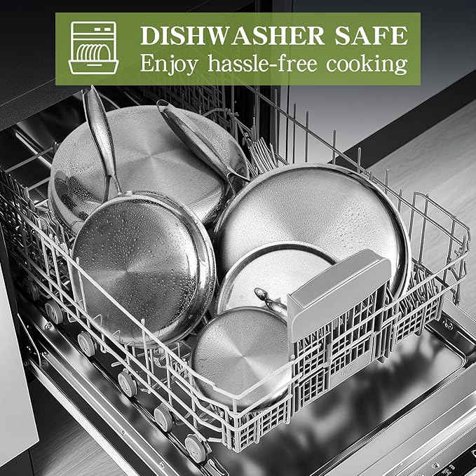 Triple Ply Stainless Steel Pots and Pans Set, EWFEN 12 Piece Induction Cookware - Image 9