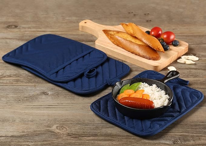 Cotton Pocket Pot Holders Machine Washable Heat Resistant Hot Pads - Image 4