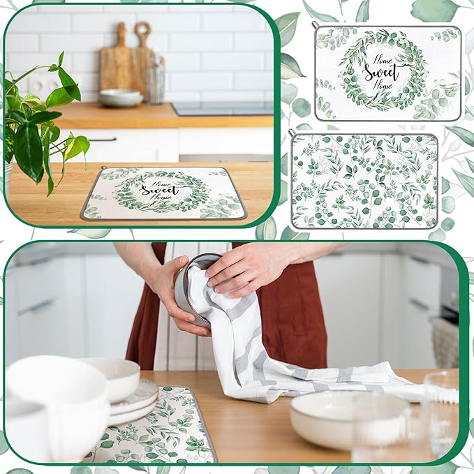 Zonon Dish Drying Mat for Kitchen Counter 16 x 24 Microfiber Absorbent Dish - Image 5