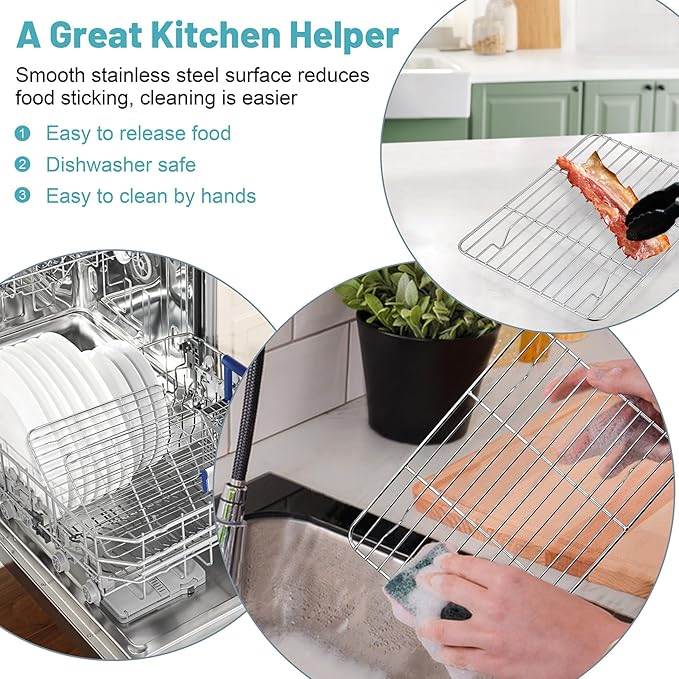 TeamFar Cooling Rack, 8.75” x 6.25” Stainless Steel Wire Baking Rack - Image 6