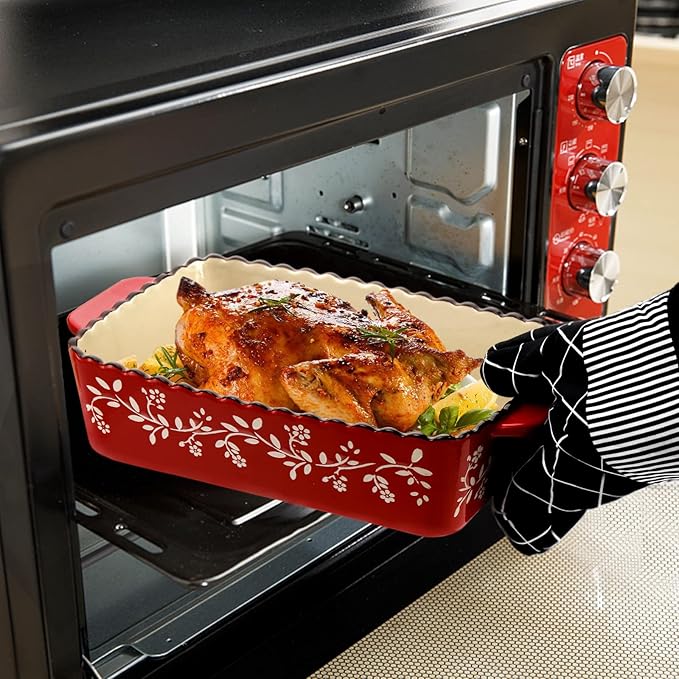 AVLA 3 Pack Ceramic Bakeware Set, Porcelain Rectangular Baking Dish Lasagna Pans - Image 7