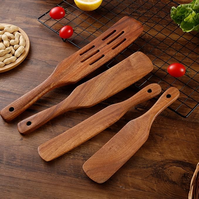 Wooden Spoons for Cooking 11Pcs Natural Acacia Wooden Kitchen Utensil Set - Image 7