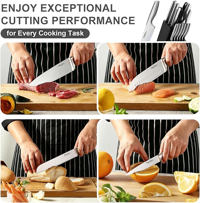 FIKSHOT Kitchen Knife Set, German Stainless Steel kitchen knives – Includes - Image 6