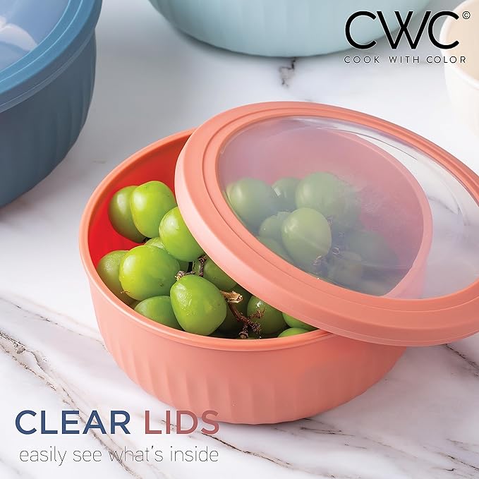 COOK WITH COLOR Prep Bowls with Lids- Wide and Deep Nesting Plastic Small - Image 3